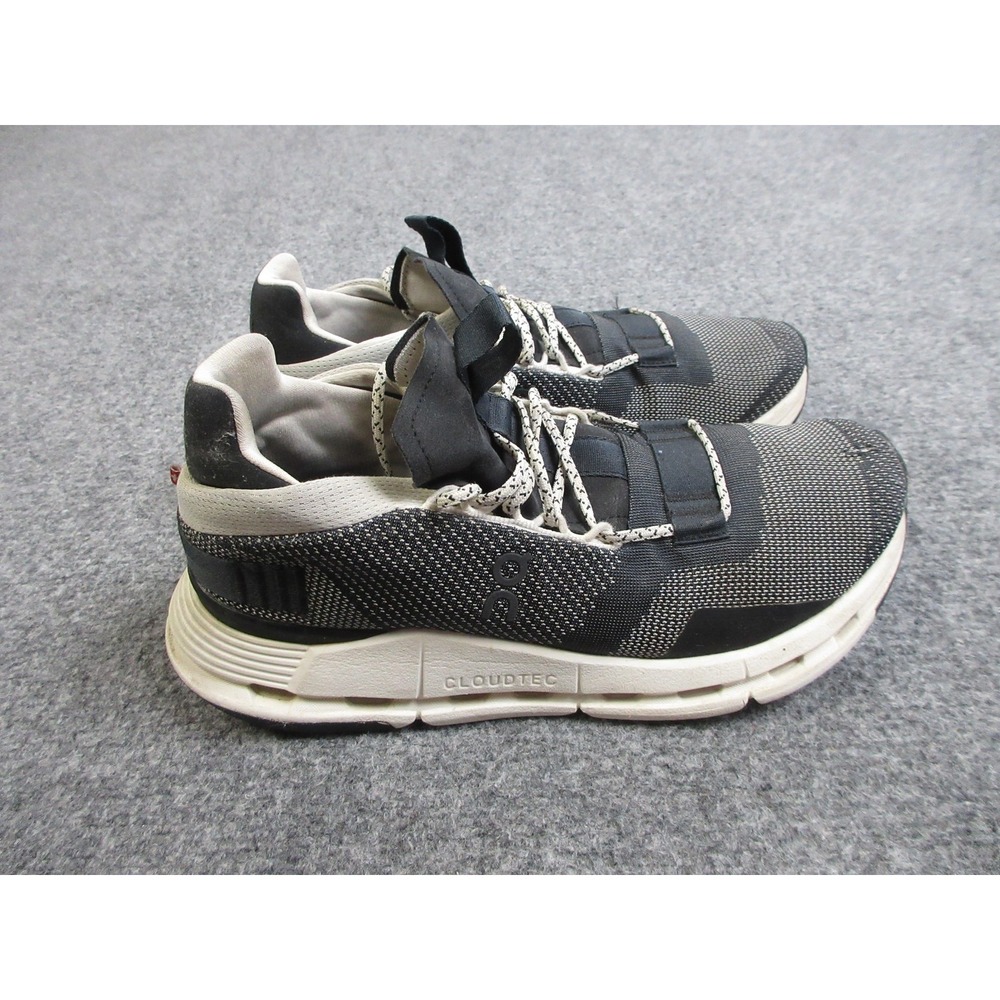 On Cloudnova Shoes Womens Size 8.5 Black White CloudTec Swiss Running Sneakers